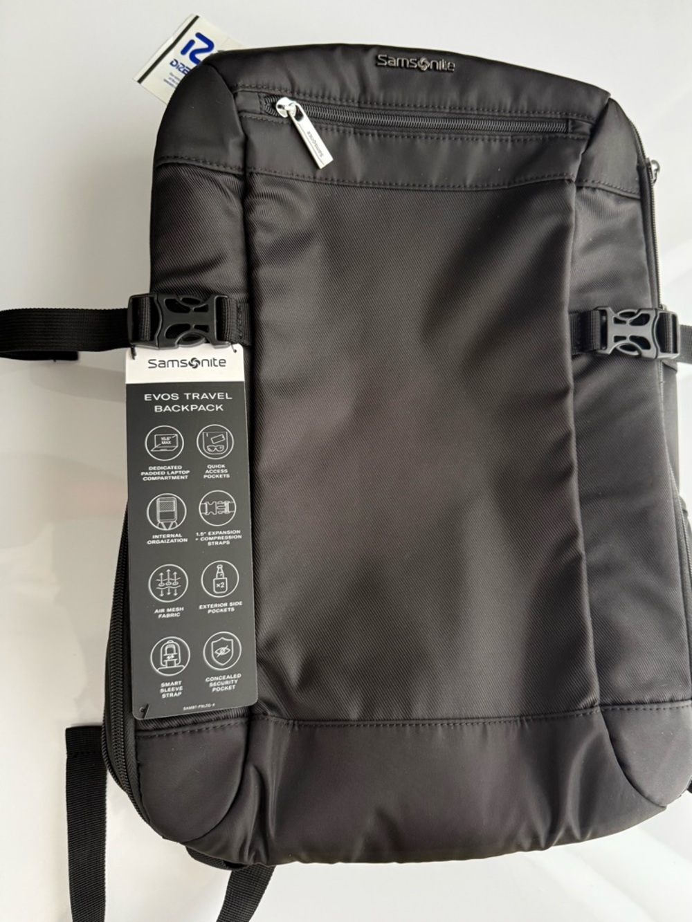 Samsonite Black Evos Travel Backpack with Front Quick-Access Pocket
